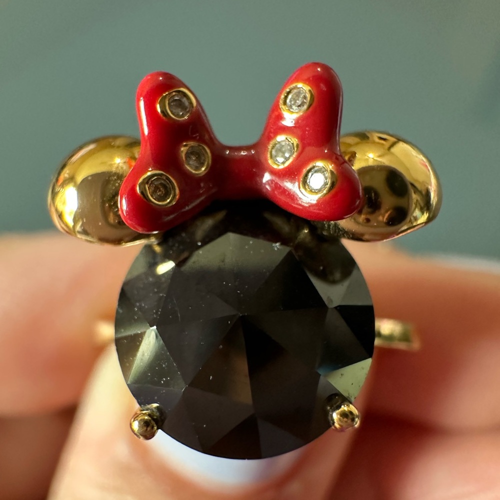 Kate Spade Outlet x Disney Red Bow and Black Gem Ring